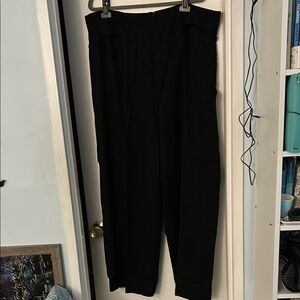 Banana Republic Factory Black Pleated Tencel Wide Leg Pants 20 NWT